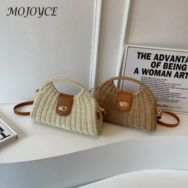 Women Crossbody Bags Handmade Summer Woven Shell Hand-Woven Bag Fashion Holiday Casual Simple Elegant Lady Beach Purse - Image 2