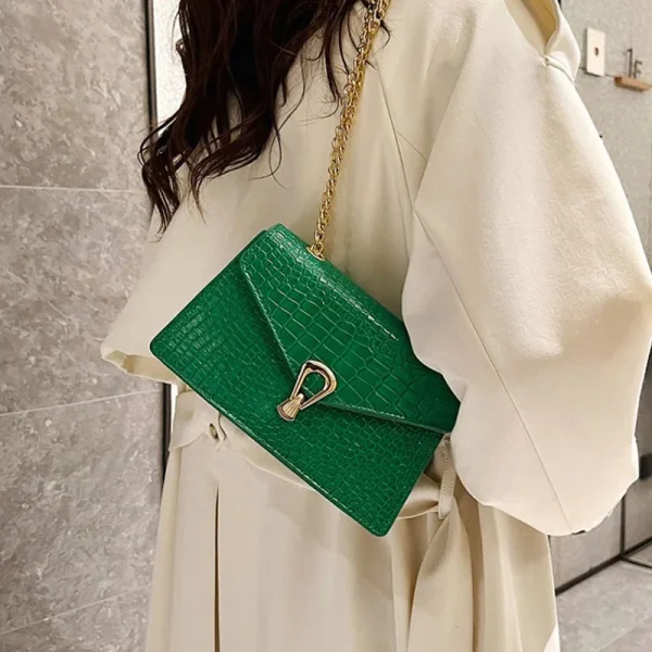 Crocodile Pattern Shoulder Bags For Women Fashion Chains Squre Bag Purse Female Pu Leather Crossbody Handbag Daily Phone Clutch - Image 6