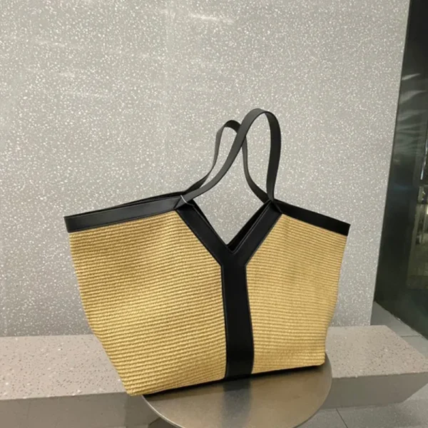 Brand Luxury Designer New Y-shaped Straw Tote Bag Large Capacity Shopping Bag Beach Bag Shoulder Underarm Bag Woven Women's Bag
