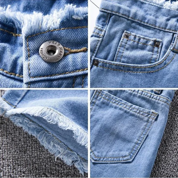 2025 Summer Woman High Haist Jeans Shorts Fashion Rough-edges Denim Short Pants Schoolgirl Casual Pants Blue Black White Jeans - Image 6