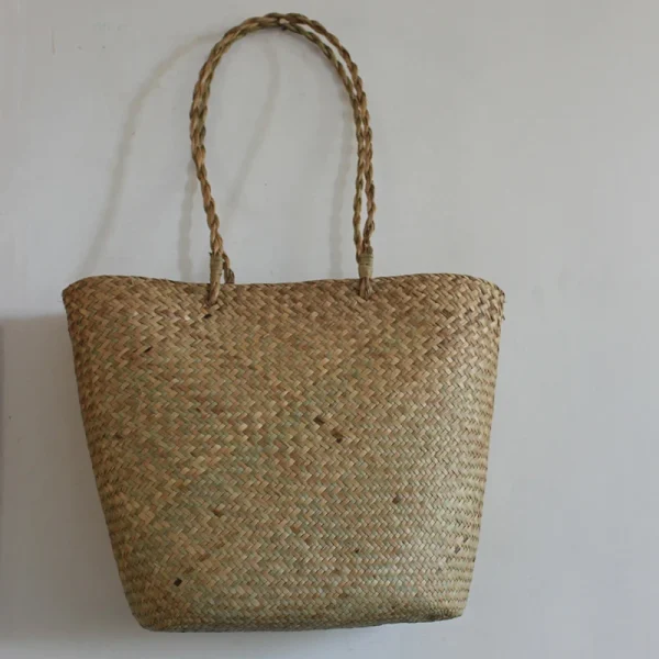 Handmade Women's Handbags Bamboo Woven Female Shoulder Bag Summer Straw Beach Bags Shopper Baskets Bohemian Rattan Tote Bag - Image 2