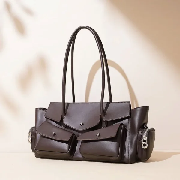 New Women's Bag Luxury Designer Genuine Leather Women Shoulder Bag Vintage Multi-Pocket Storage Cowhide Handbags - Image 4