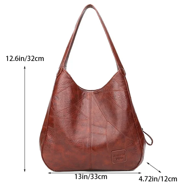 Vintage Women's Bag Leather Large Capacity Marble Grain Women's Shoulder Bag Daily Commuter Handbag Shopping - Image 2