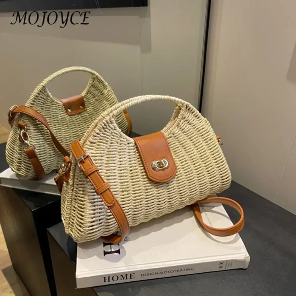 Women Crossbody Bags Handmade Summer Woven Shell Hand-Woven Bag Fashion Holiday Casual Simple Elegant Lady Beach Purse - Image 4