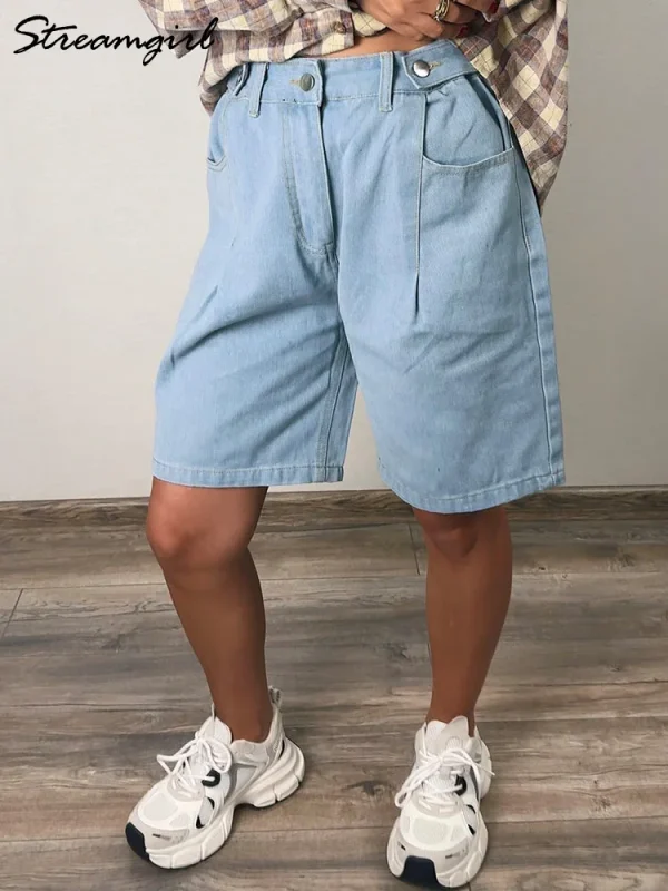 Summer Jean Shorts Women Denim High Waist Black Baggy Short Jeans Summer Pants Women's Bermuda Denim Shorts Wide Leg For Women - Image 5