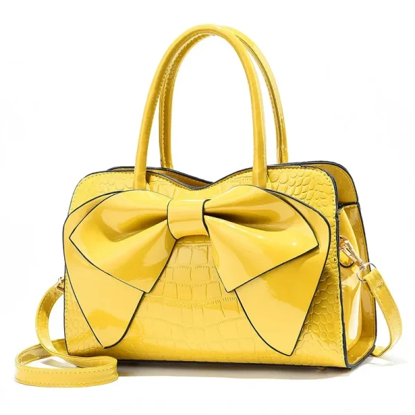 Fashion Bright Face Handbag Shopping Bags Women's Bow Shoulder Crossbody Bag Large Capacity Casual Tote Handbag Boston Bag - Image 2