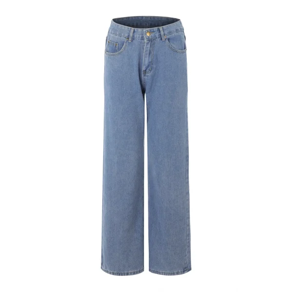 Women'S Overalls Outdoor Jogging Jeans Casual Fashion High Waist Hip Ripped Slim Fashion Jeans Wide Leg Denim Clothing Blue - Image 3