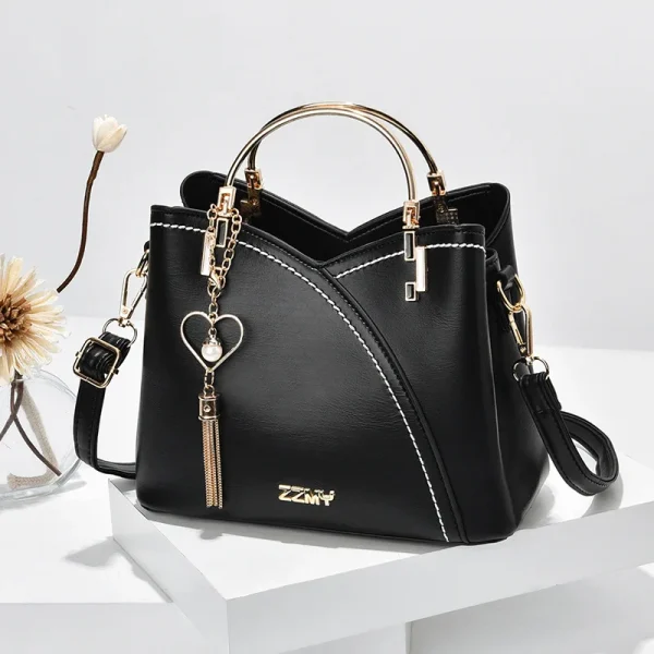 Newposs PU Leather Large Capacity Woman Handbag Grid Shoulder Bag Fashion Casual Luxury Designer Patchwork Crossbody Pack 2025 - Image 2