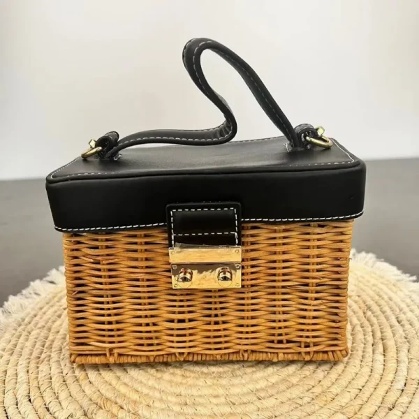 Handmade Woven Rattan Bag Woven Bag Beach Bag Women's Bag Versatile Fashionable Women's Bag Fashionable Small Handbag Bag
