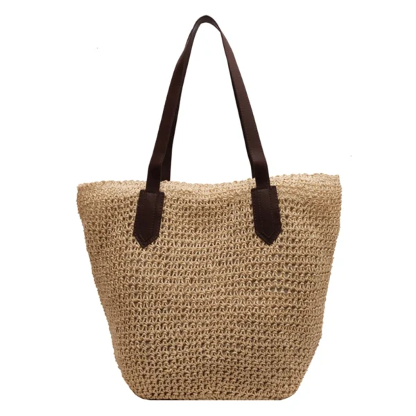 Women Shouder Bag Solid Straw Underarm Bag Bohemian Woven Armpit Bag Summer Beach Large Knitted Bag Crochet Tote Bag