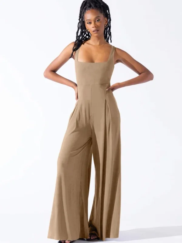 Summer Women's Jumpsuit Long Pants Sleeveless High Waist Wide Leg Ankle-length Pants Solid Color Casual Fashion Women's Wear2025 - Image 5