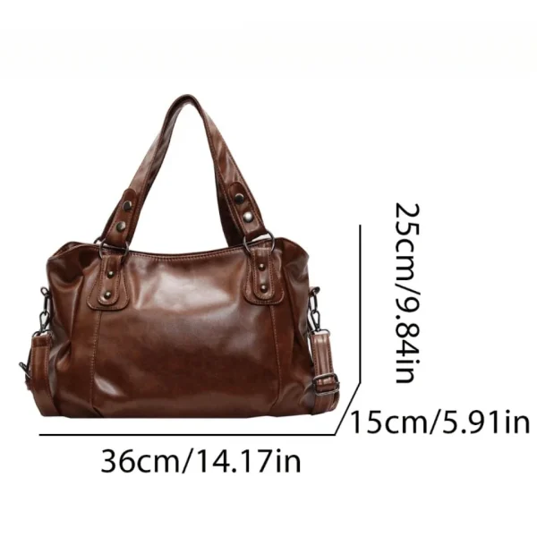 Retro Brand Roomy Shoulder Bag Female Luxury Solid Color Classic Crossbody Bag Large Capacity Style Soft PU Leather Tote Bag - Image 4