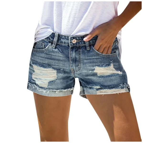 Summer Women's Pants Jeans Pure Color Hole Free Fft Denim Shorts Old Broken Style Denim Jeans Pantalones De Mujer Джинсы Женский - Image 2