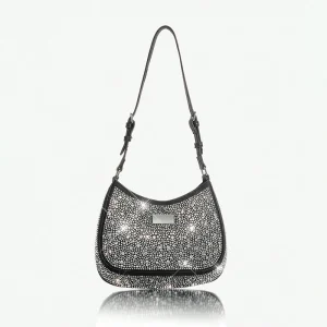 A shiny and chic women's shoulder bag, an underarm bag with an adjustable shoulder strap.