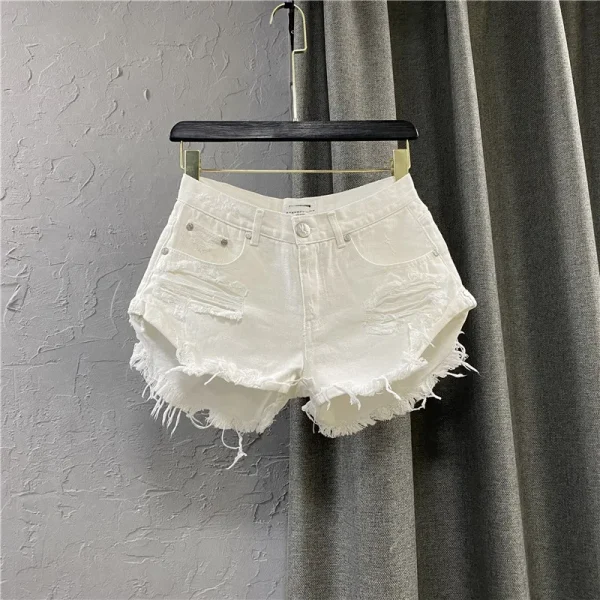 Sexy Low-waisted Denim Shorts 2025 New Summer Hole A Wide-leg Pants Ripped Jeans for Women - Image 5