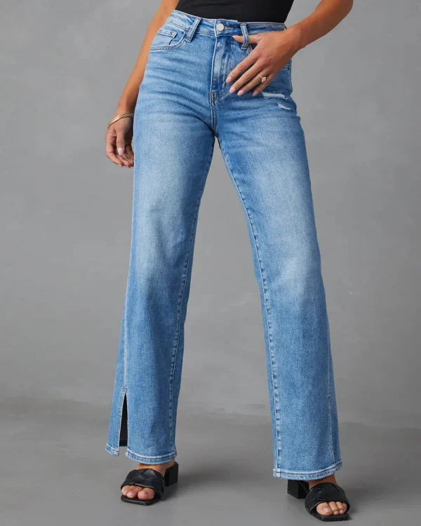 Women Denim Pant Jeans Wide Leg Long Pants High Waist Straight Trousers Y2k Streetwear Elegant Splice Spring Mom 2025 Summer