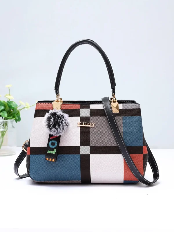 New luxury handbag for women with random grid design, fashionable shoulder bag, women's handbag