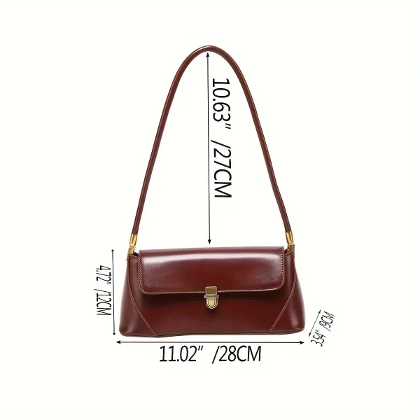 Women's Bag High Feeling Fashion Style PU Material Shoulder Bag Retro Baguette Underarm Bag Hundred - Image 6