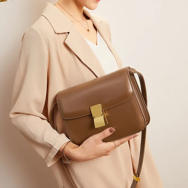 Women’s Genuine Leather Shoulder Bag 2025 Trend Brand Small Square Bags Luxury Designer Handbag Fashion Messenger BagsTofu Bags - Image 3