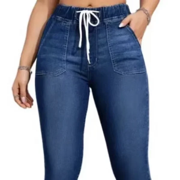 Women's denim trousers, new style for spring and autumn, with elastic waist, loose and casual, high-waisted, slimming, versatile - Image 4