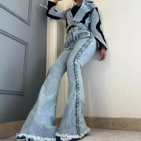 Flare Pants Jeans Women Vintage Denim High Waist Strecth Pockets Mom Jeans Party Club 2025 Trousers Streetwear Floor Length