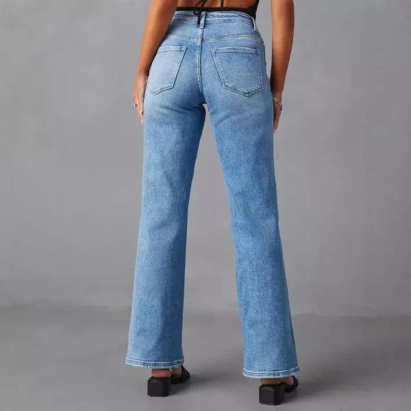 Women Denim Pant Jeans Wide Leg Long Pants High Waist Straight Trousers Y2k Streetwear Elegant Splice Spring Mom 2025 Summer - Image 4