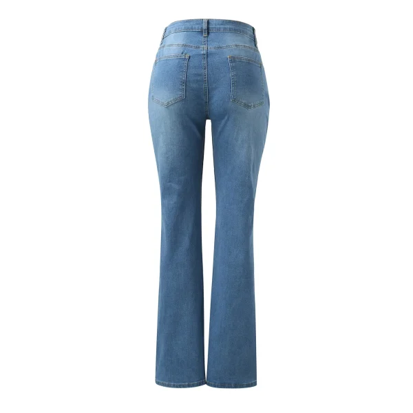 Vintage Flare Bottoms Jeans High Waist Women Skinny Boot Casual Mid Waist Pants Trousers Pockets Classic Denim Jeans Flare Pants - Image 5