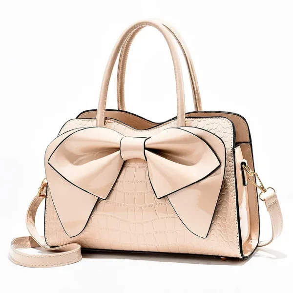 Fashion Bright Face Handbag Shopping Bags Women's Bow Shoulder Crossbody Bag Large Capacity Casual Tote Handbag Boston Bag - Image 4