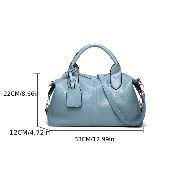 Women's Fashion and Elegant Large Capacity Oil Wax Leather Tote, Convenient Solid Artificial Leather Boston Crossbody Bag, Zipper Lock Anti-theft Commuter Bag, Double Handle Design, Adjustable Shoulder Strap, Professional Women's Briefcase, Box Bag, Dinner, Dating, Festival, Business/commuting/work/office, Daily Use - Image 6