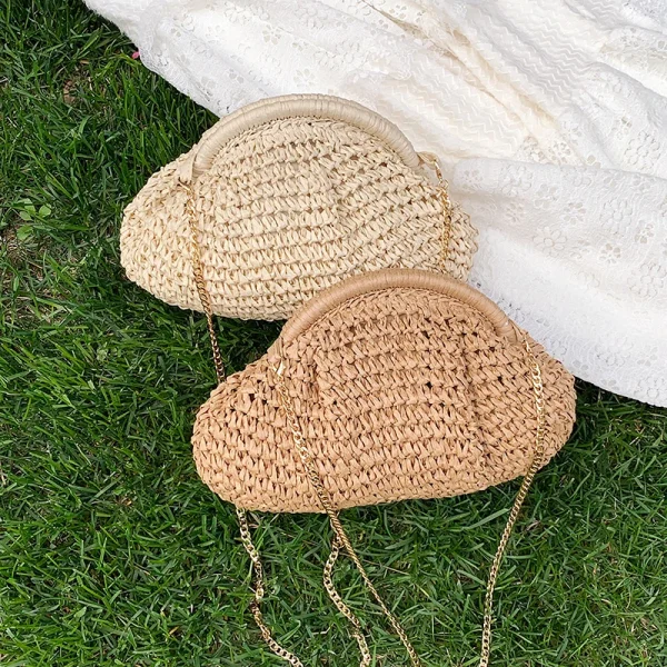 2025 Summer New Straw Weaving Crossbody Bag Fashionable and Casual Shell Bag Women's Shoulder Bag with Excellent Texture - Image 3