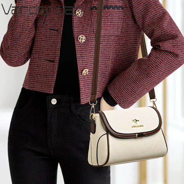 Solid Color High Quality Leather Small Shoulder Bagsfor Women 2025 New Messenger Bags with StrapDesigner Crossbody Bag Sac AMain - Image 3