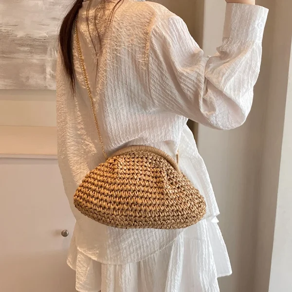 2025 Summer New Straw Weaving Crossbody Bag Fashionable and Casual Shell Bag Women's Shoulder Bag with Excellent Texture - Image 2