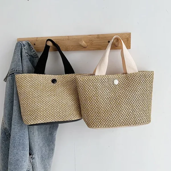 Elegant Ladies Straw Woven Handbag Women Holiday Beach Casual Tote Top-Handle Bags Fashion Retro Shoulder Bags 2025 - Image 2