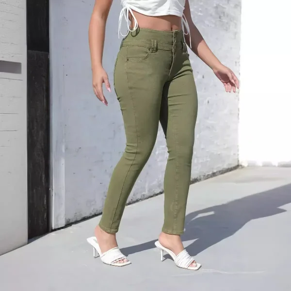 Women Denim Jeans Washing Pencil Pants Zipper Fly High Waist Skinny Bodycon Pockets Streetwear Sexy Sheath Mom Streetwear Button - Image 3