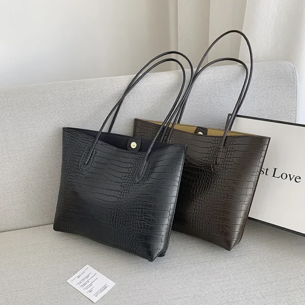 Woman Tote Bags Large Capacity Shopper Designer Handbags For Women Fashion Stone PU Leather Casual Luxury Shoulder Women's Bags - Image 5