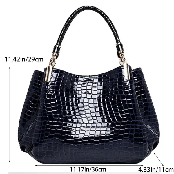 Women's Bag Large Capacity Tote Daily Commute Women's Shoulder Bag Crocodile Print Bright Face Handbag Shopping - Image 5