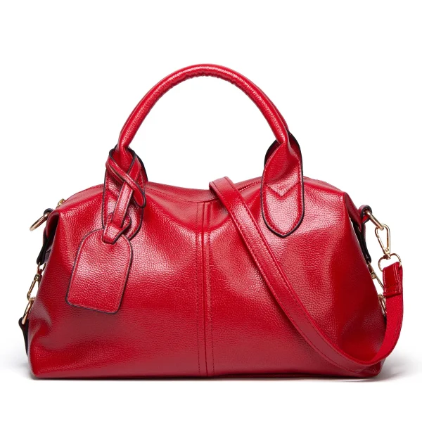 Women's Fashion and Elegant Large Capacity Oil Wax Leather Tote, Convenient Solid Artificial Leather Boston Crossbody Bag, Zipper Lock Anti-theft Commuter Bag, Double Handle Design, Adjustable Shoulder Strap, Professional Women's Briefcase, Box Bag, Dinner, Dating, Festival, Business/commuting/work/office, Daily Use - Image 3