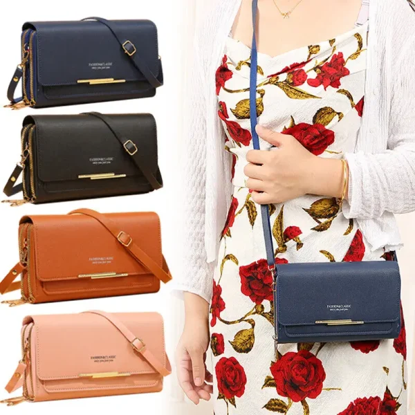New Women Long Wallet Money Clutch Handbag Korean Large Capacity Multifunctional Shoulder Bag Hand Bag Zipper Purse Mobile Bag - Image 2