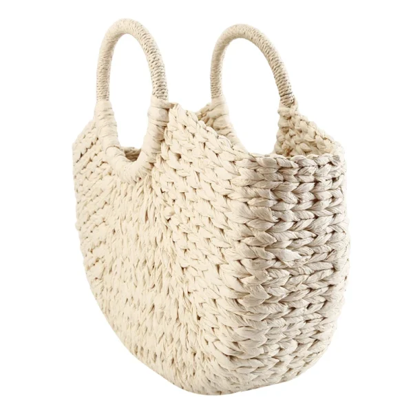 Women Handbag Rattan Wicker Straw Woven Half-round Bag Large Capacity Female Casual Travel Tote Fashion Bolsos - Image 5