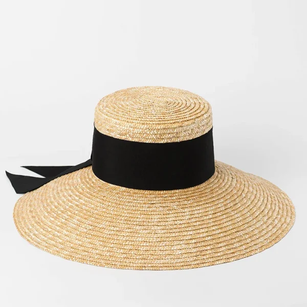 2025 Summer Straw Hat Beach Hat Women's Seaside Sun Hat Vacation Bow Ribbon Flat Top Big Brim Straw Hat praia 모자 - Image 2