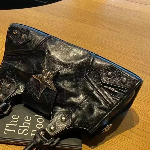 Y2K Korean Gothic Star Girl Black Bag Aesthetic Vintage Fairy Grunge Punk Goth Purse Shoulder Handbags Bucket Tote Bags Women - Image 3