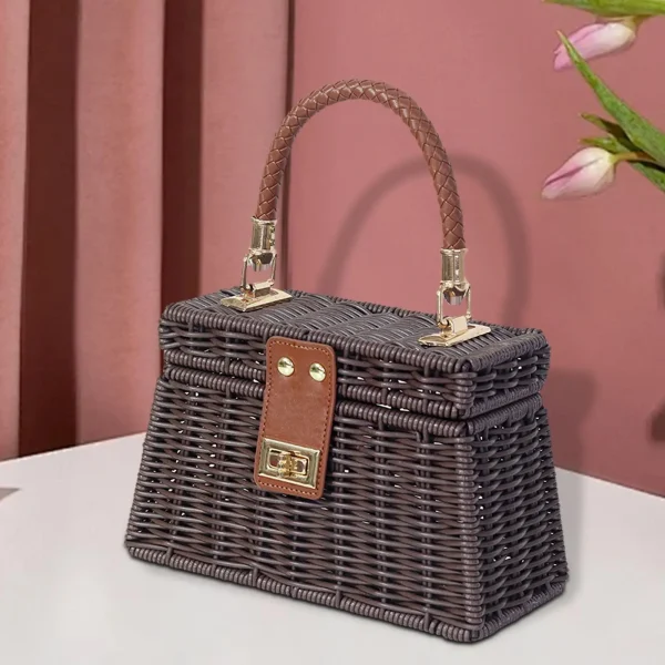Woven Tote Bag Handbag Versatile Beach Bag for Work Wedding Spring Beach Summer