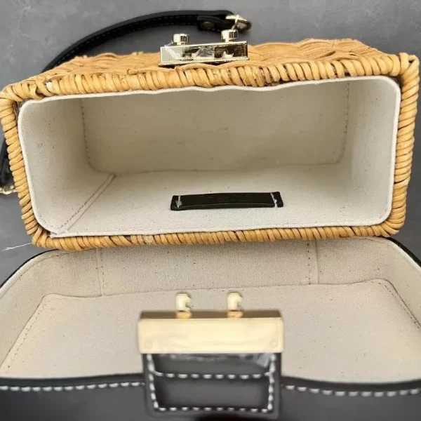 Handmade Woven Rattan Bag Woven Bag Beach Bag Women's Bag Versatile Fashionable Women's Bag Fashionable Small Handbag Bag - Image 6