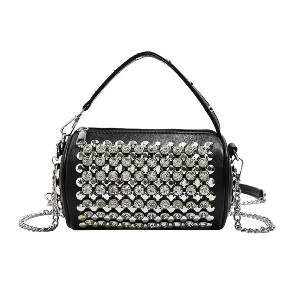 New Women's Bag Cylinder Handmade Shoulder Bag Water Diamond Versatile One Shoulder Crossbody Pillow Bag - Image 5