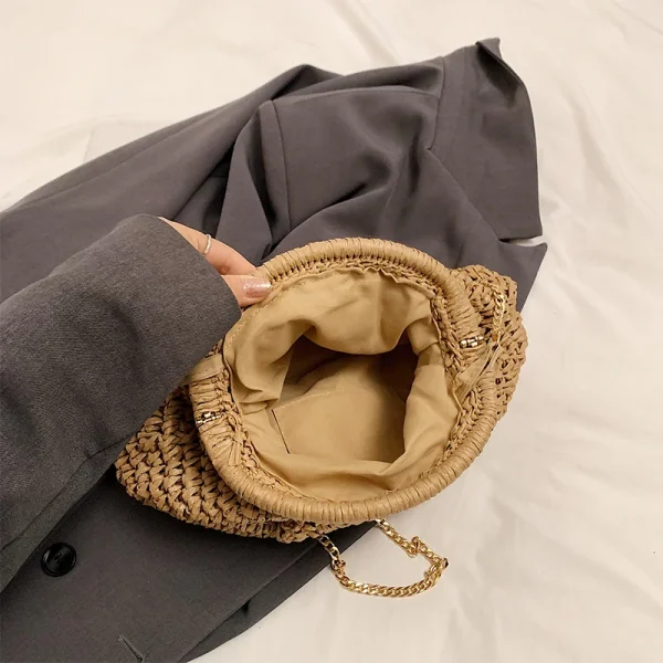 2025 Summer New Straw Weaving Crossbody Bag Fashionable and Casual Shell Bag Women's Shoulder Bag with Excellent Texture - Image 5