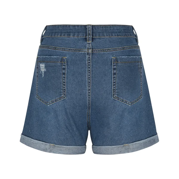 Jean Cargo Pants For Women Stretchy High Waisted Ripped Denim Shorts With Distressed Curled Edge Jean Shorts Pantalones De Mujer - Image 3