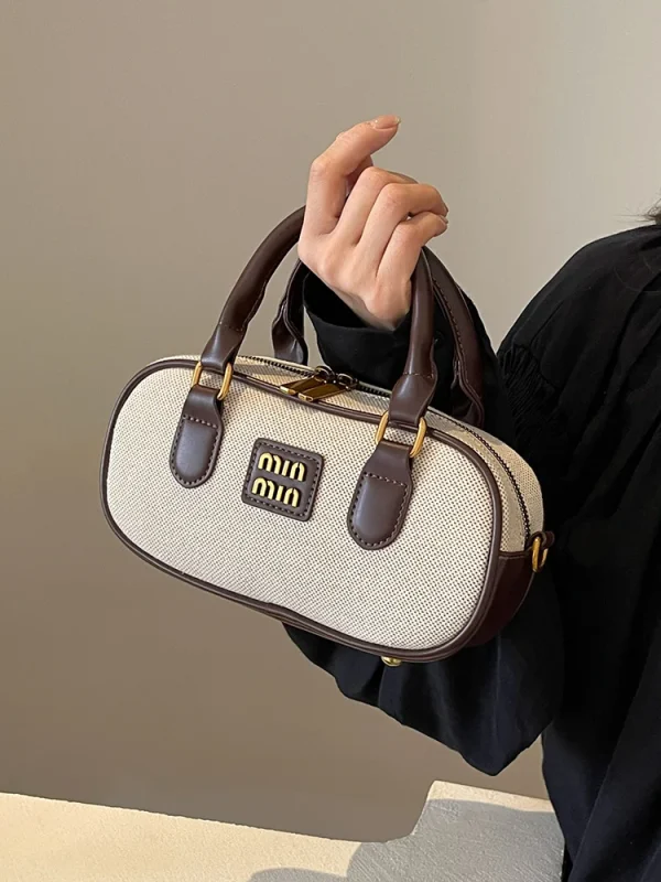 Hand-carrying bowling bag female famous brand 2025 summer new retro fashion shoulder bag high-end trend all-match messenger bag - Image 3
