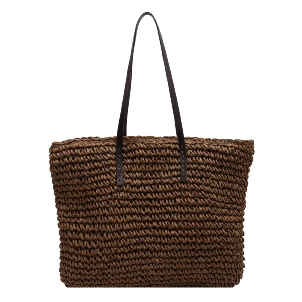 Straw Woven Tote Bags Casual Large Luxury Design Capacity Handbag Beach Shoulder Simple Women's Bag Style Shopping Summer bolsos - Image 4