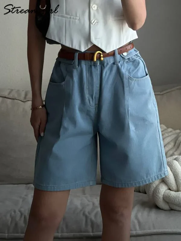 Summer Jean Shorts Women Denim High Waist Black Baggy Short Jeans Summer Pants Women's Bermuda Denim Shorts Wide Leg For Women - Image 2