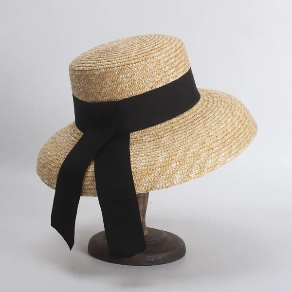 2025 New Fashion Straw Hat Ladies Spring Summer French Elegant Retro Bell Big Brim Hat Versatile Sun Hat Beach Bow Sun Hat - Image 2